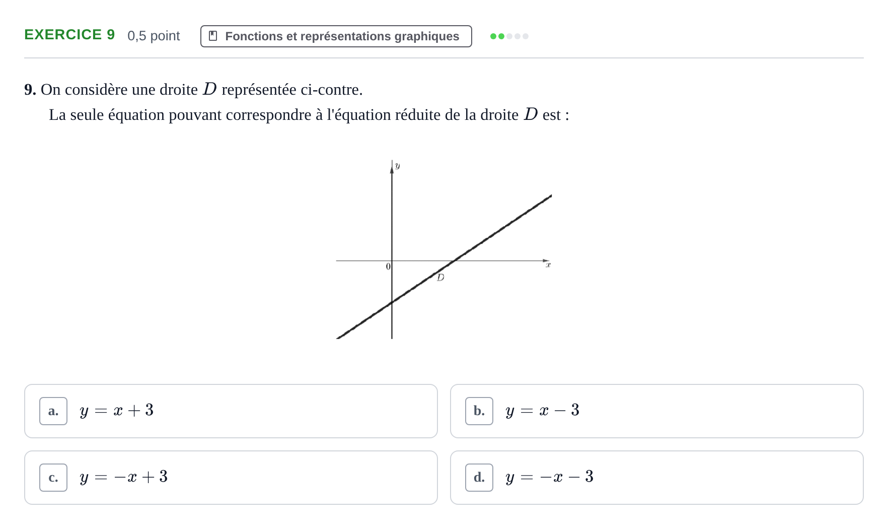 Énoncé: Exercice 9 · Bac Épreuve anticipée de mathématiques (sans spécialité) Sujets zéro et spécimens sujet 2026 (sujet 1)