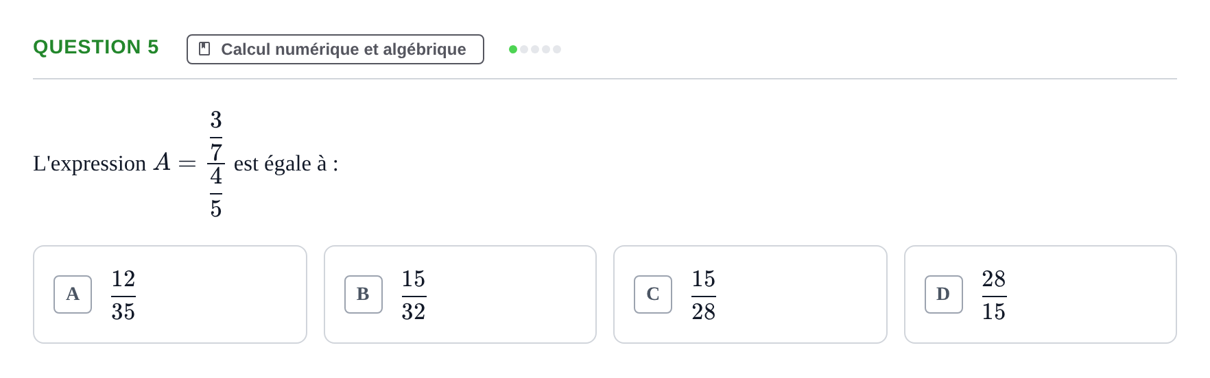 Énoncé: Question 5 · Bac Épreuve anticipée de mathématiques (sans spécialité) Métropole Septembre 2026