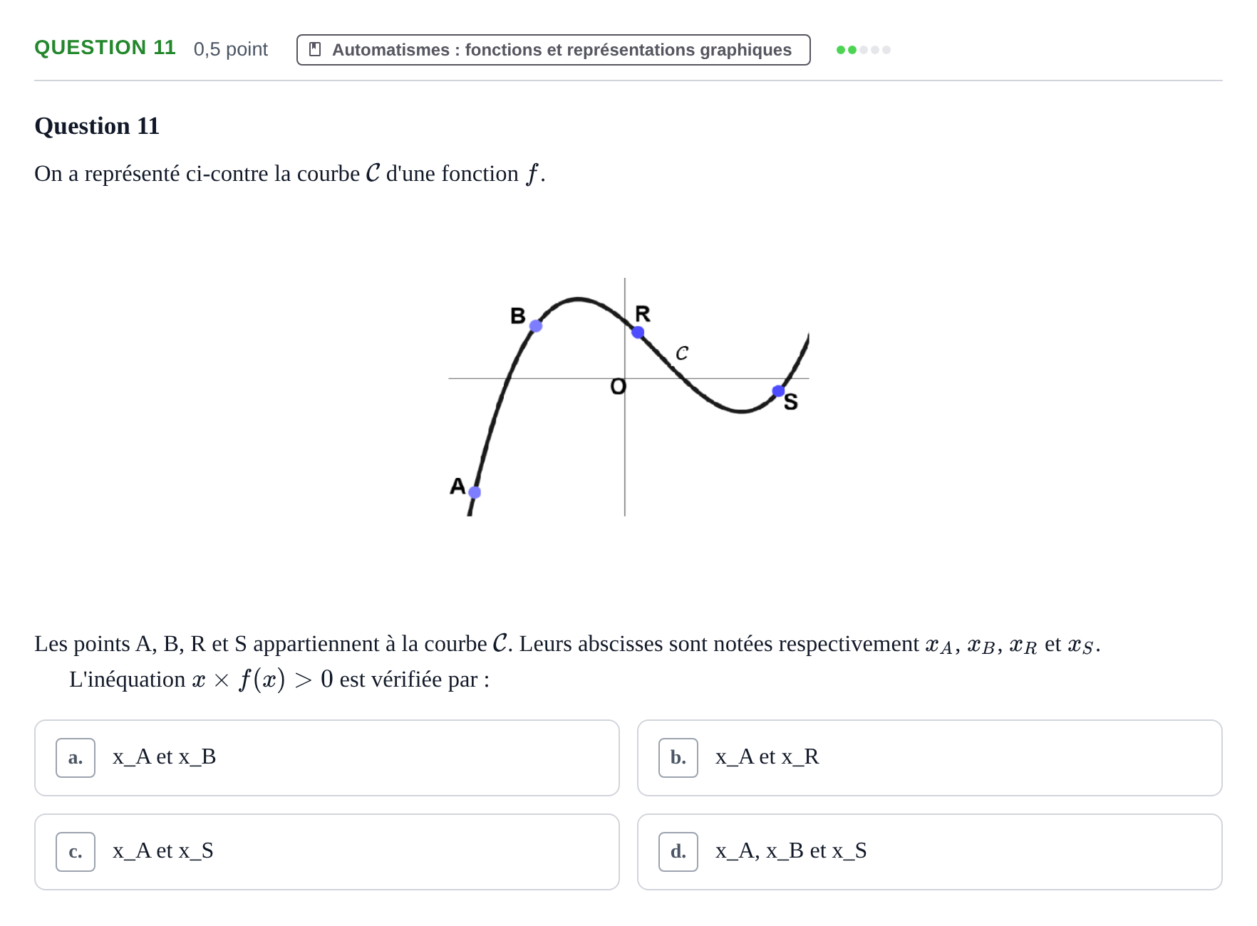 Énoncé: Question 11 · Bac Épreuve anticipée de mathématiques (spécialité) Sujets zéro et spécimens sujet 2026 (sujet 1)