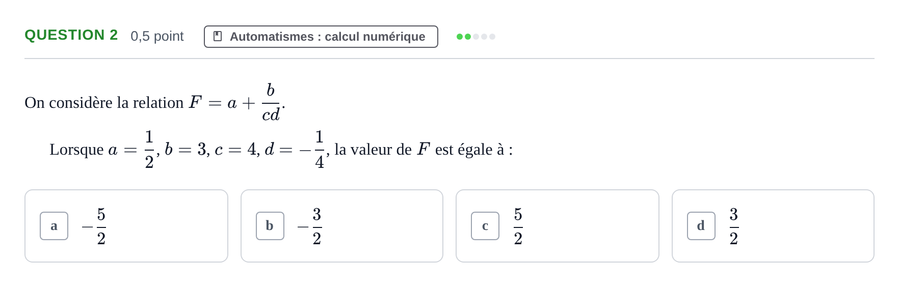Énoncé: Question 2 · Bac Épreuve anticipée de mathématiques (spécialité) Sujets zéro et spécimens sujet 2026 (sujet 1)