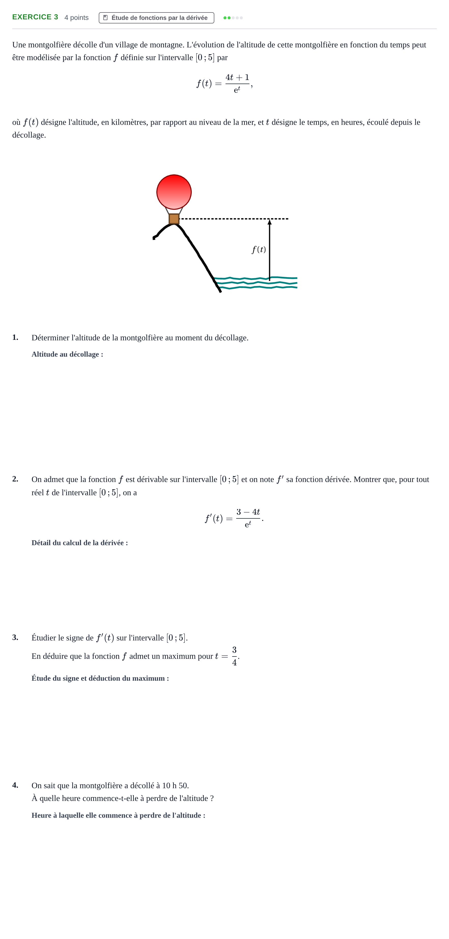 Énoncé: Exercice 3 · Bac Épreuve anticipée de mathématiques (spécialité) Métropole Septembre 2026