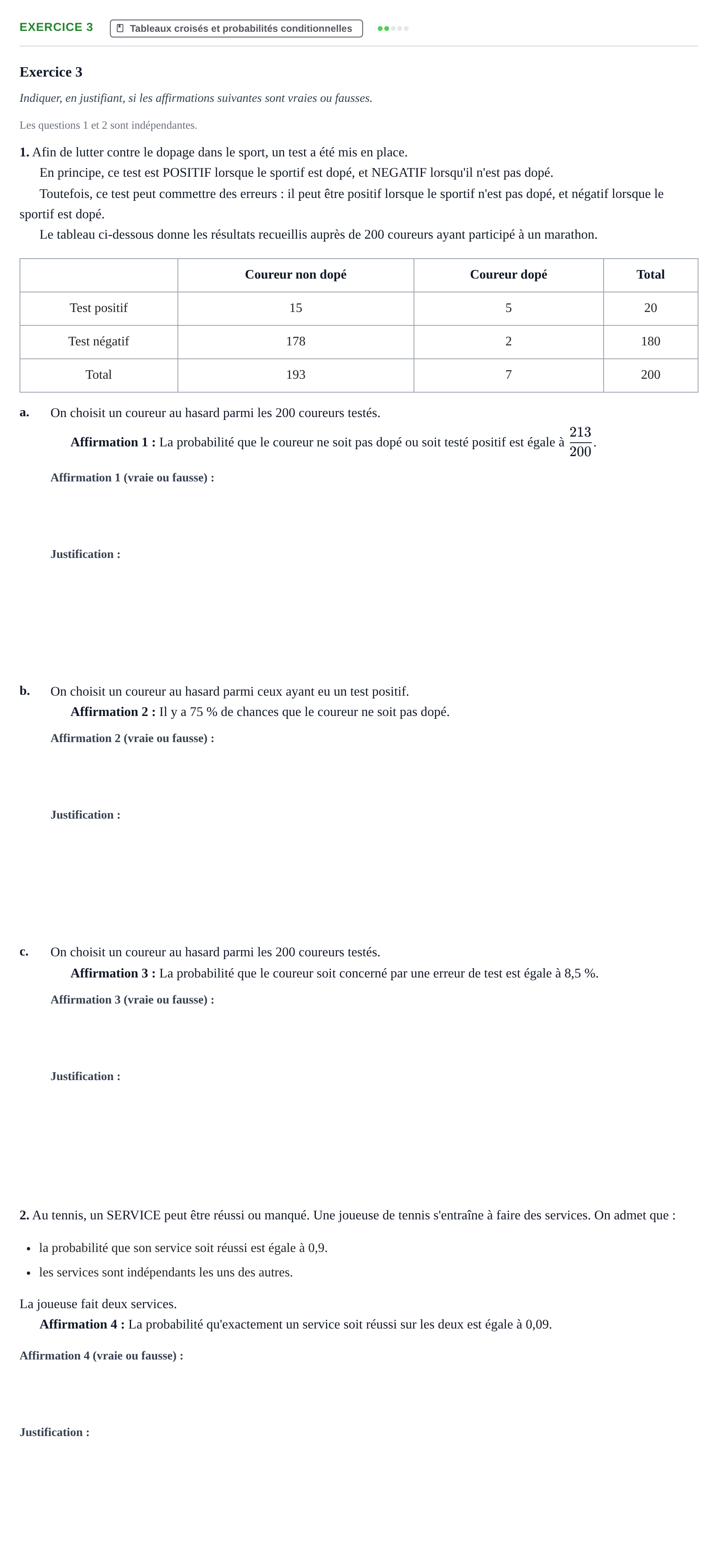 Énoncé: Exercice 3 · Bac STMG Épreuve anticipée de mathématiques Sujets zéro et spécimens sujet 2026 (sujet 1)