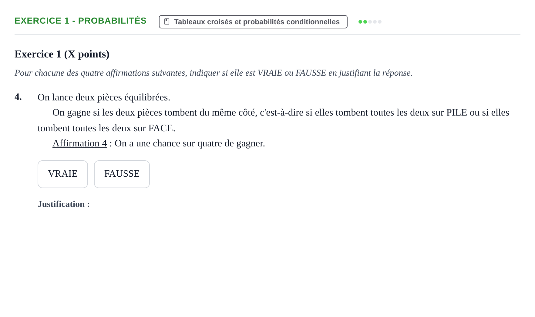 Énoncé: Exercice 1 - Probabilités · Bac STMG Épreuve anticipée de mathématiques Sujets zéro et spécimens sujet 2026 (sujet 2)