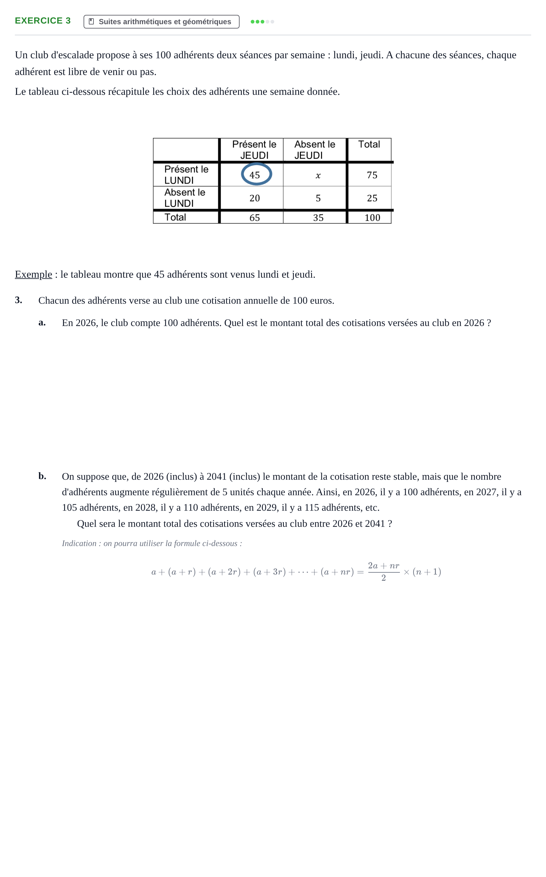 Énoncé: Exercice 3 - Suites · Bac STMG Épreuve anticipée de mathématiques Sujets zéro et spécimens sujet 2026 (sujet 2)