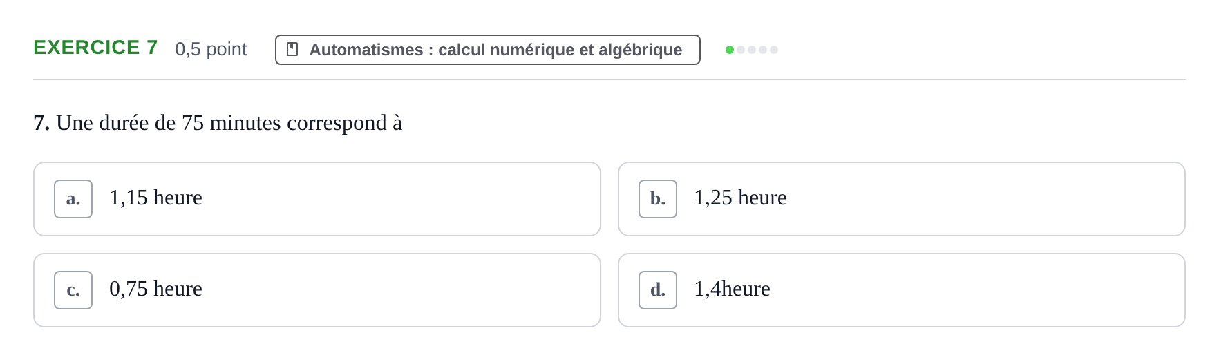 Énoncé: Exercice 7 · Bac STMG Épreuve anticipée de mathématiques Sujets zéro et spécimens sujet 2026 (sujet 2)