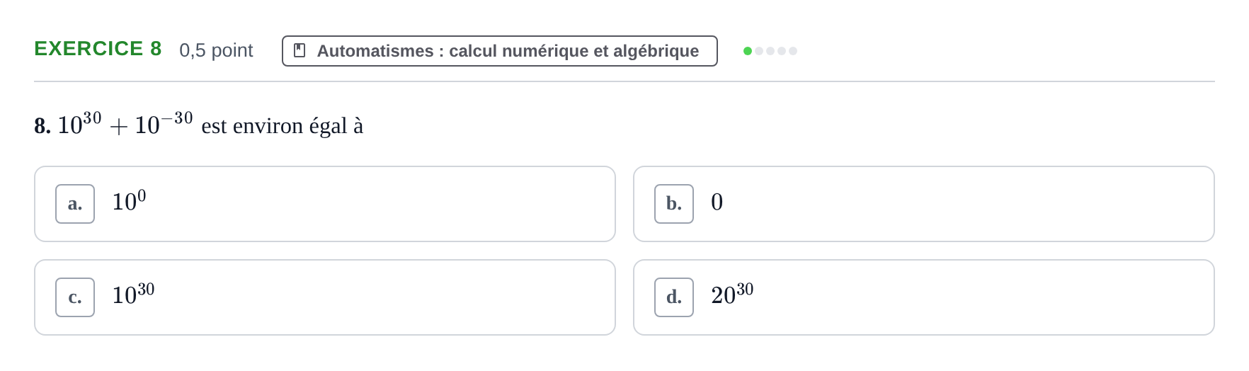 Énoncé: Exercice 8 · Bac STMG Épreuve anticipée de mathématiques Sujets zéro et spécimens sujet 2026 (sujet 2)