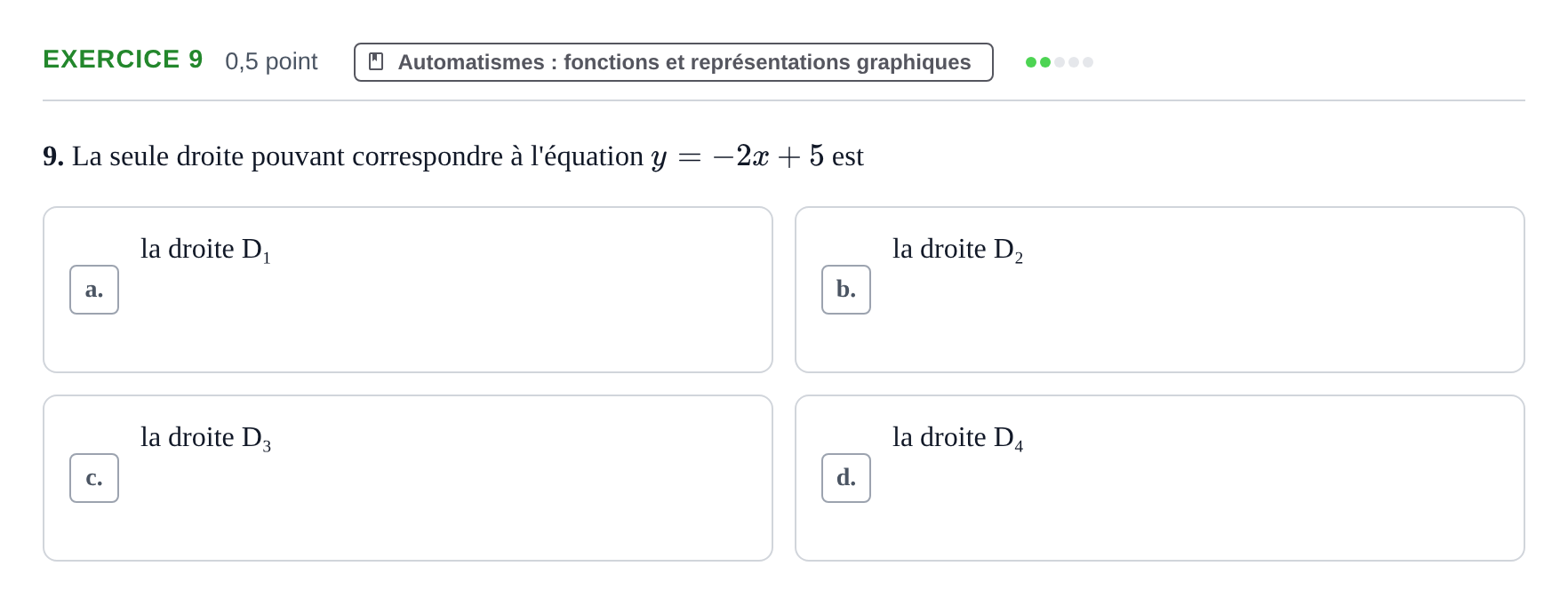 Énoncé: Exercice 9 · Bac STMG Épreuve anticipée de mathématiques Sujets zéro et spécimens sujet 2026 (sujet 2)