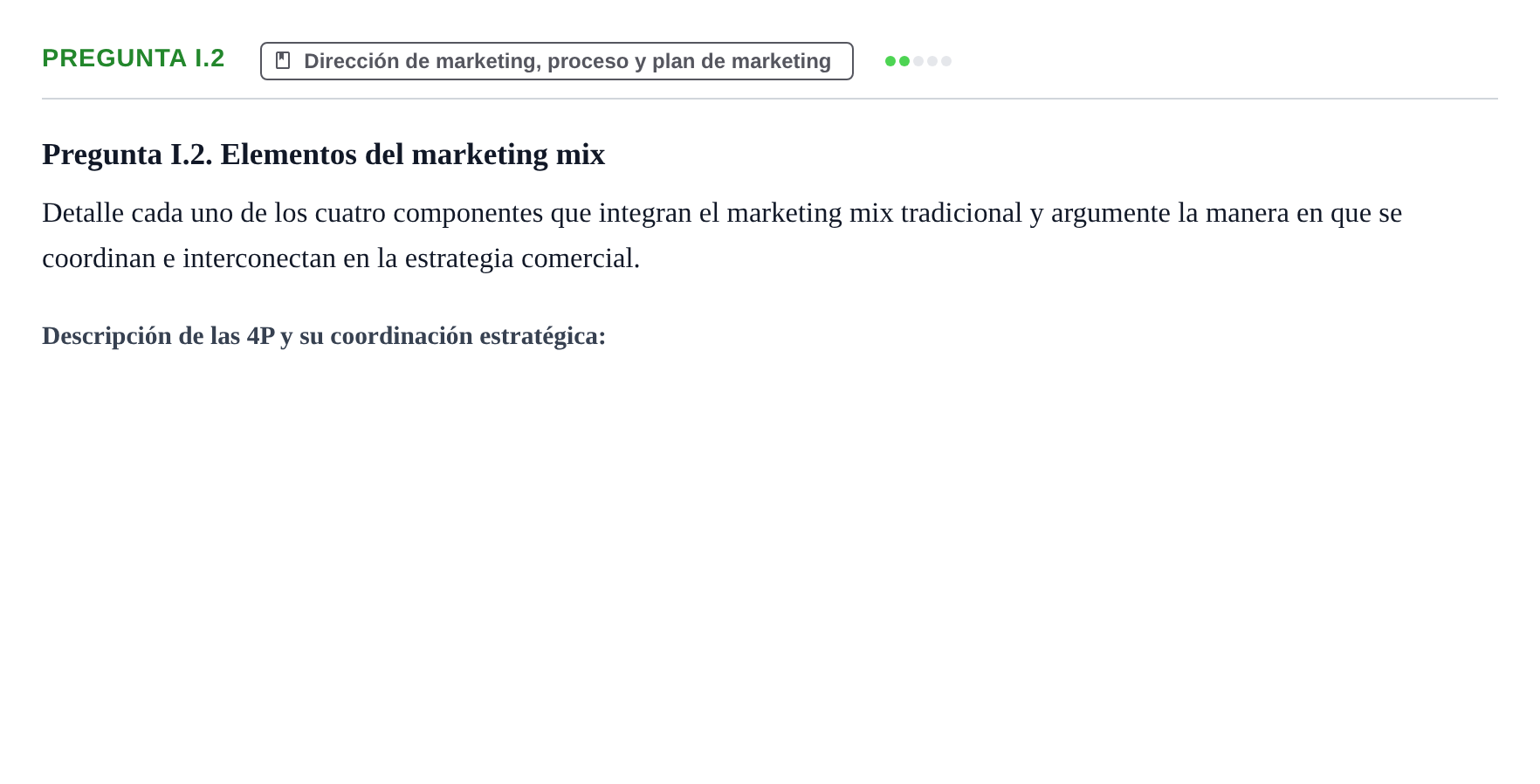 Enunciado: Pregunta I.2 · Fundamentos de Marketing UAB Examen de repaso de Fundamentos de Marketing