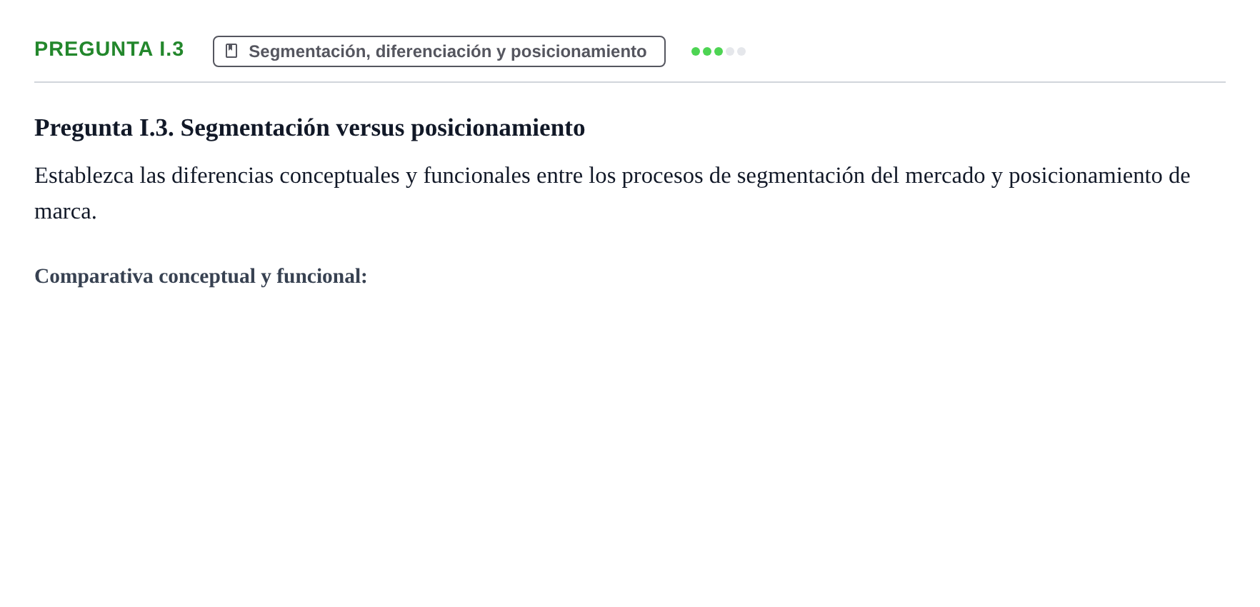 Enunciado: Pregunta I.3 · Fundamentos de Marketing UAB Examen de repaso de Fundamentos de Marketing