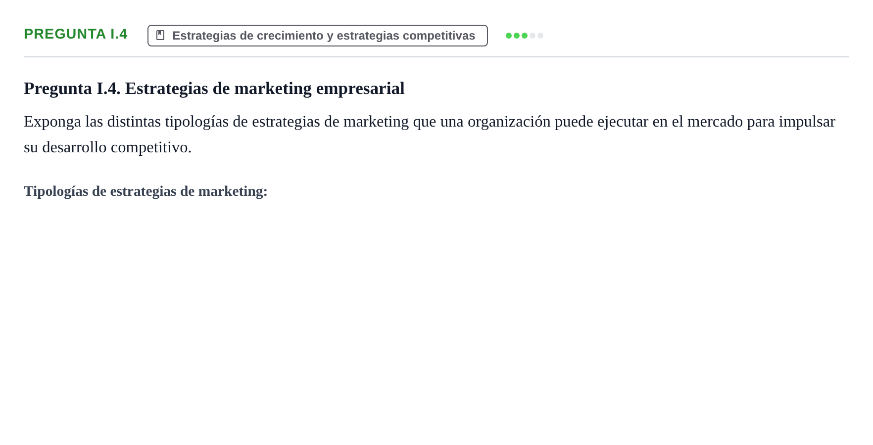 Enunciado: Pregunta I.4 · Fundamentos de Marketing UAB Examen de repaso de Fundamentos de Marketing