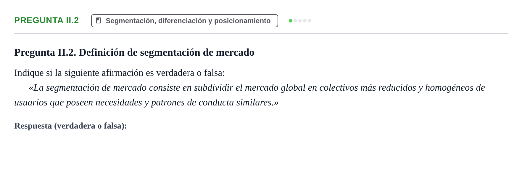 Enunciado: Pregunta II.2 · Fundamentos de Marketing UAB Examen de repaso de Fundamentos de Marketing