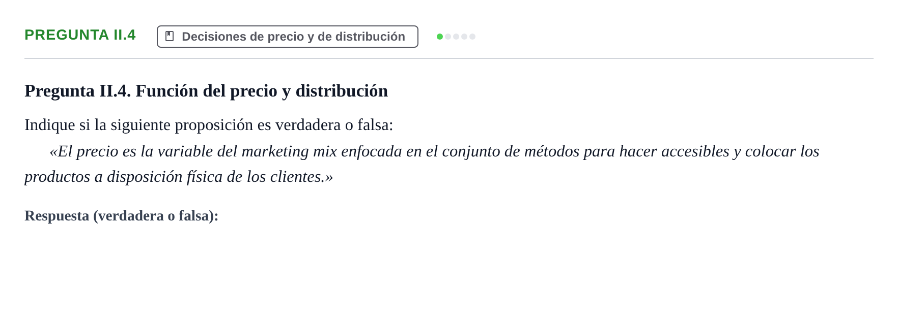 Enunciado: Pregunta II.4 · Fundamentos de Marketing UAB Examen de repaso de Fundamentos de Marketing