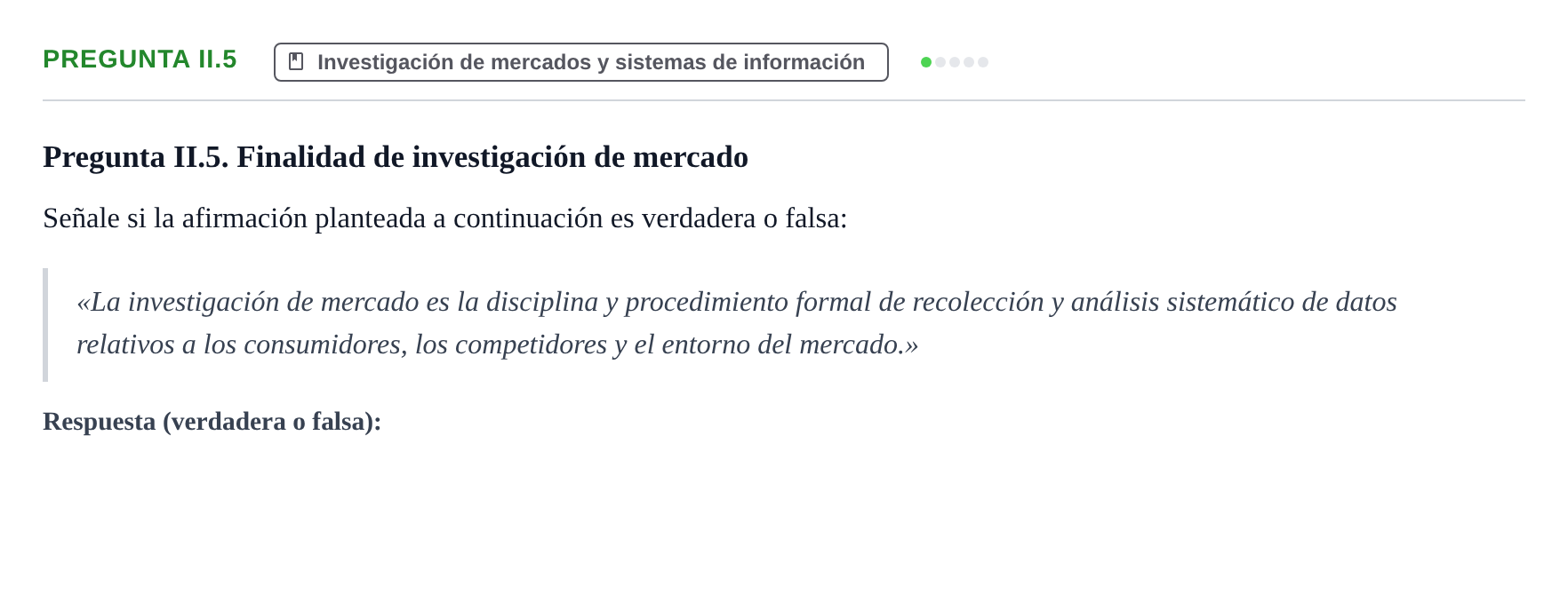 Enunciado: Pregunta II.5 · Fundamentos de Marketing UAB Examen de repaso de Fundamentos de Marketing