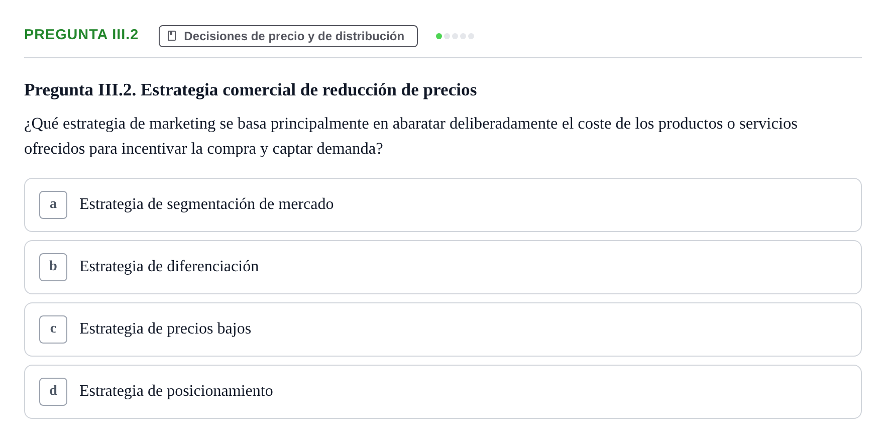 Enunciado: Pregunta III.2 · Fundamentos de Marketing UAB Examen de repaso de Fundamentos de Marketing
