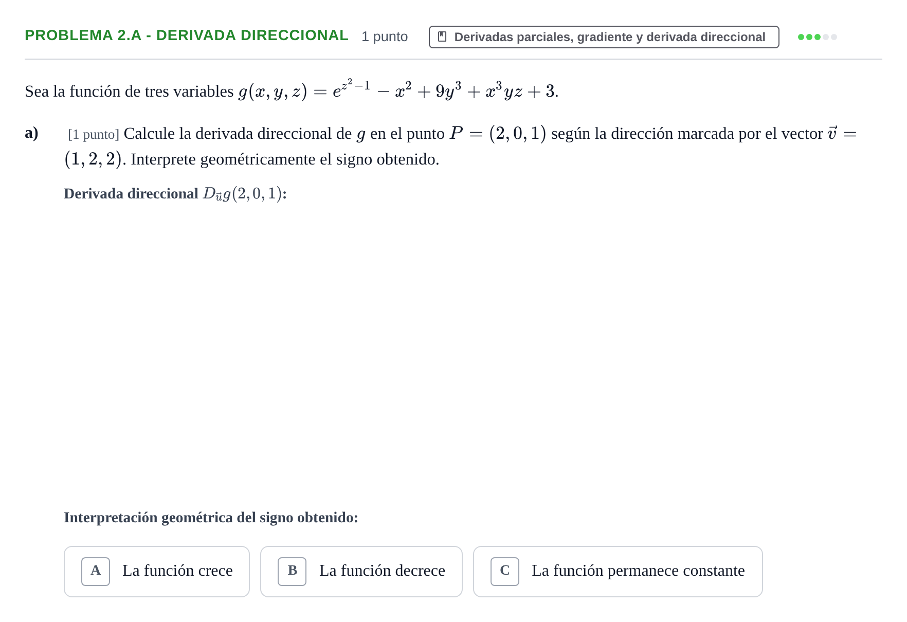 Enunciado: Problema 2.a - Derivada direccional · Matemáticas II UAB Juny 2015
