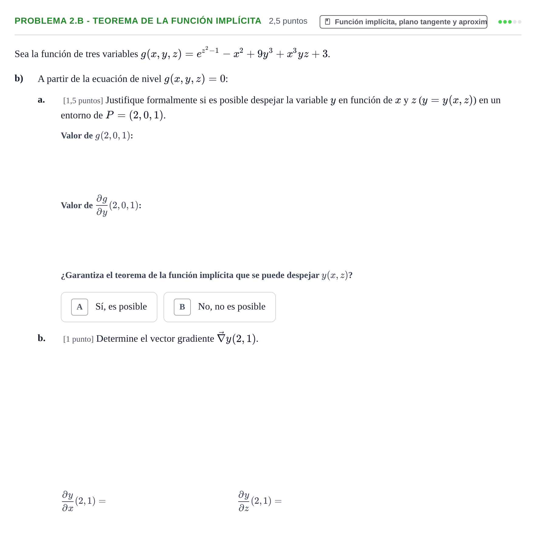 Enunciado: Problema 2.b - Teorema de la función implícita · Matemáticas II UAB Juny 2015