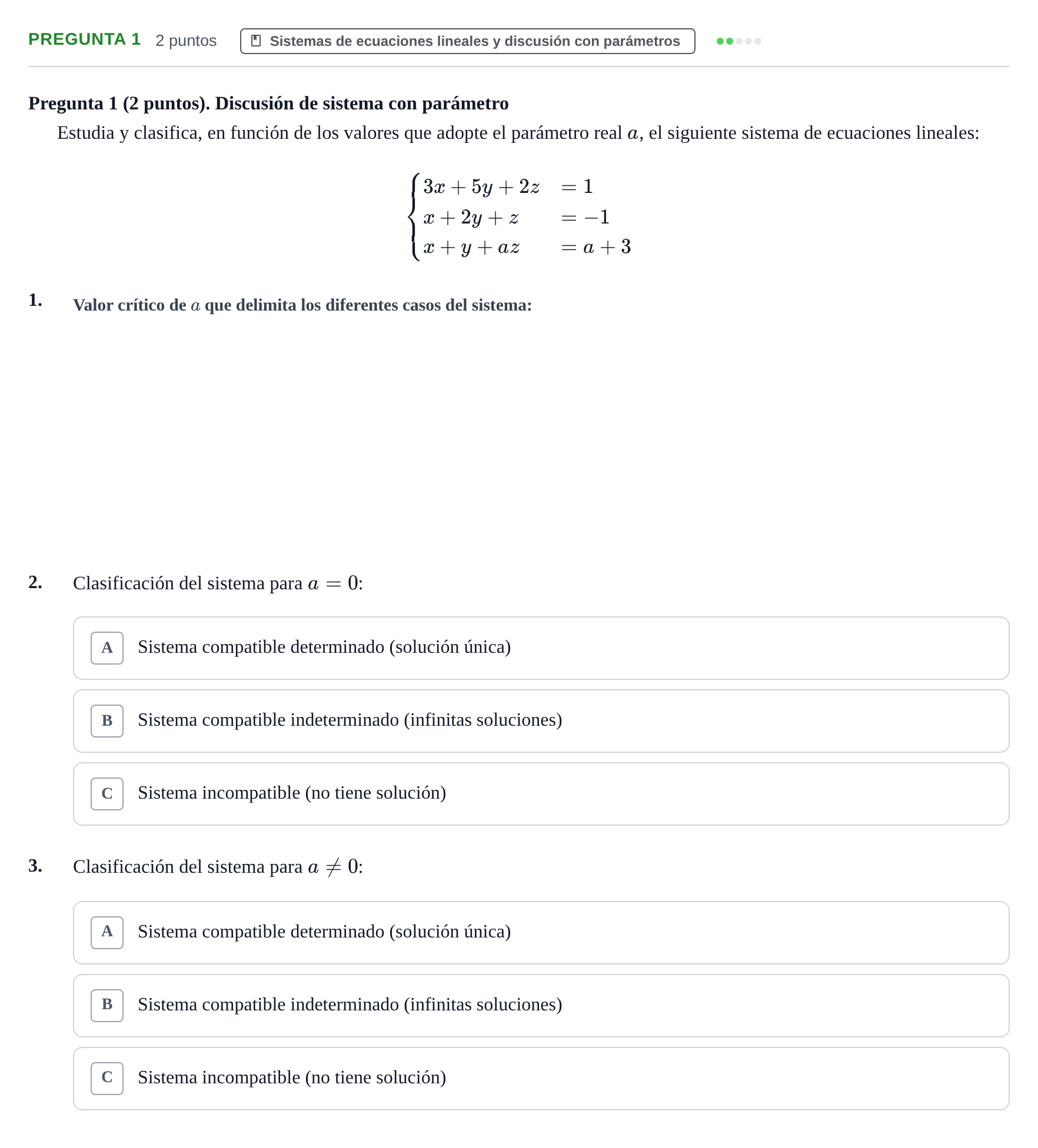 Enunciado: Pregunta 1 · Matemáticas II UAB Juny 2018