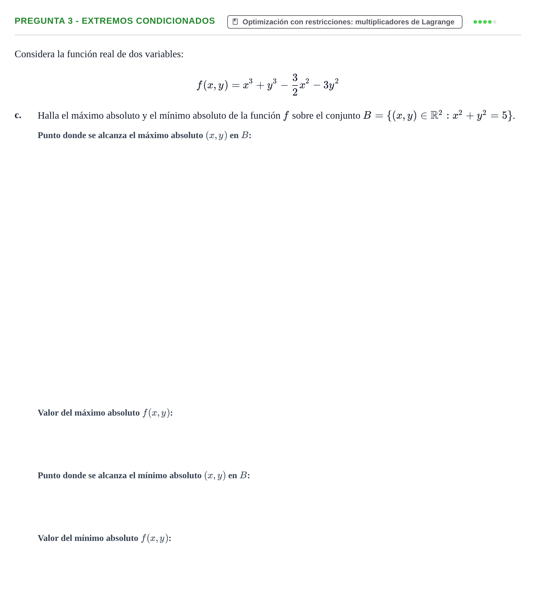 Enunciado: Pregunta 3 - Extremos condicionados · Matemáticas II UAB Juny 2018