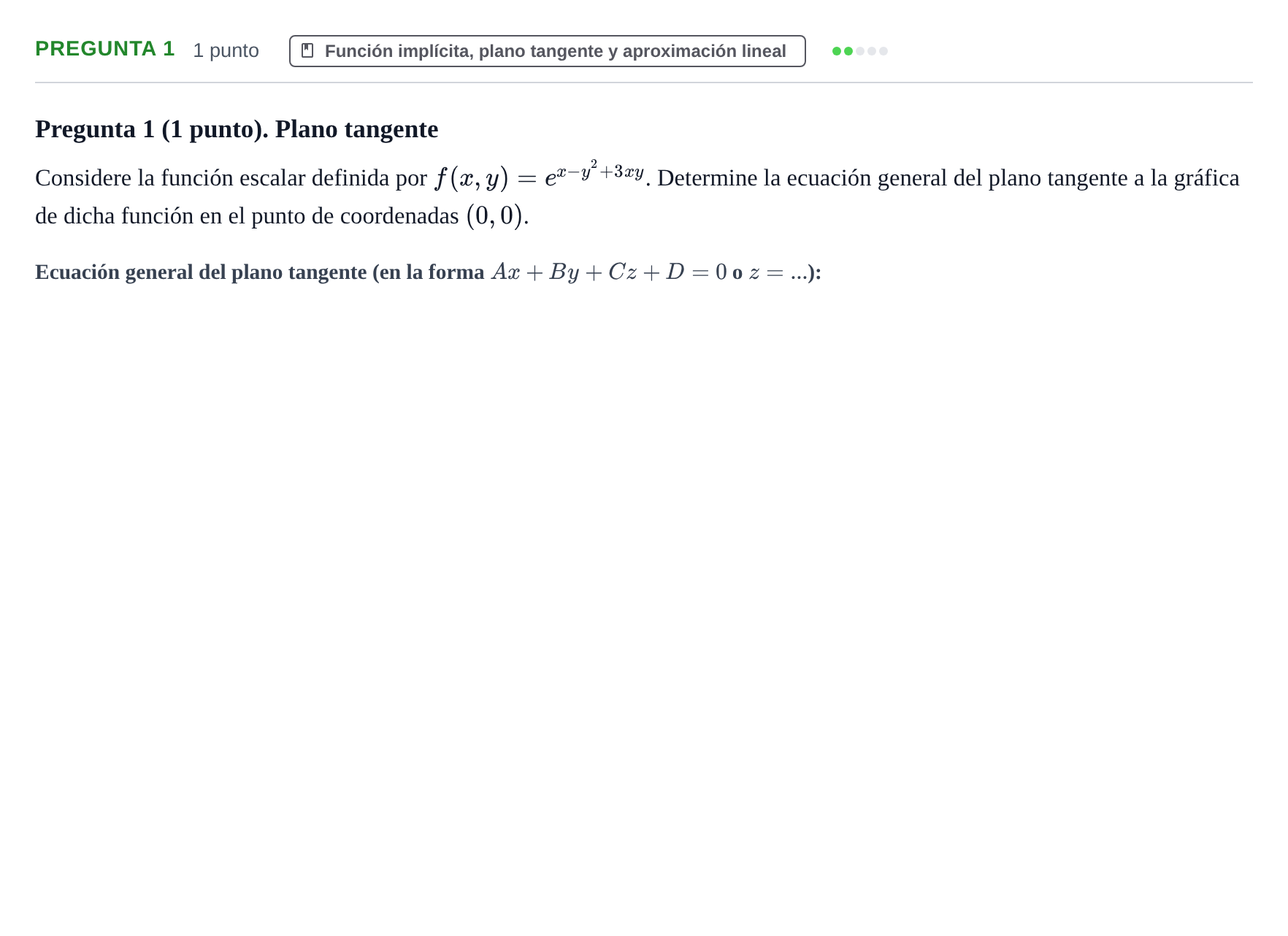Enunciado: Pregunta 1 · Matemáticas II UAB 2013