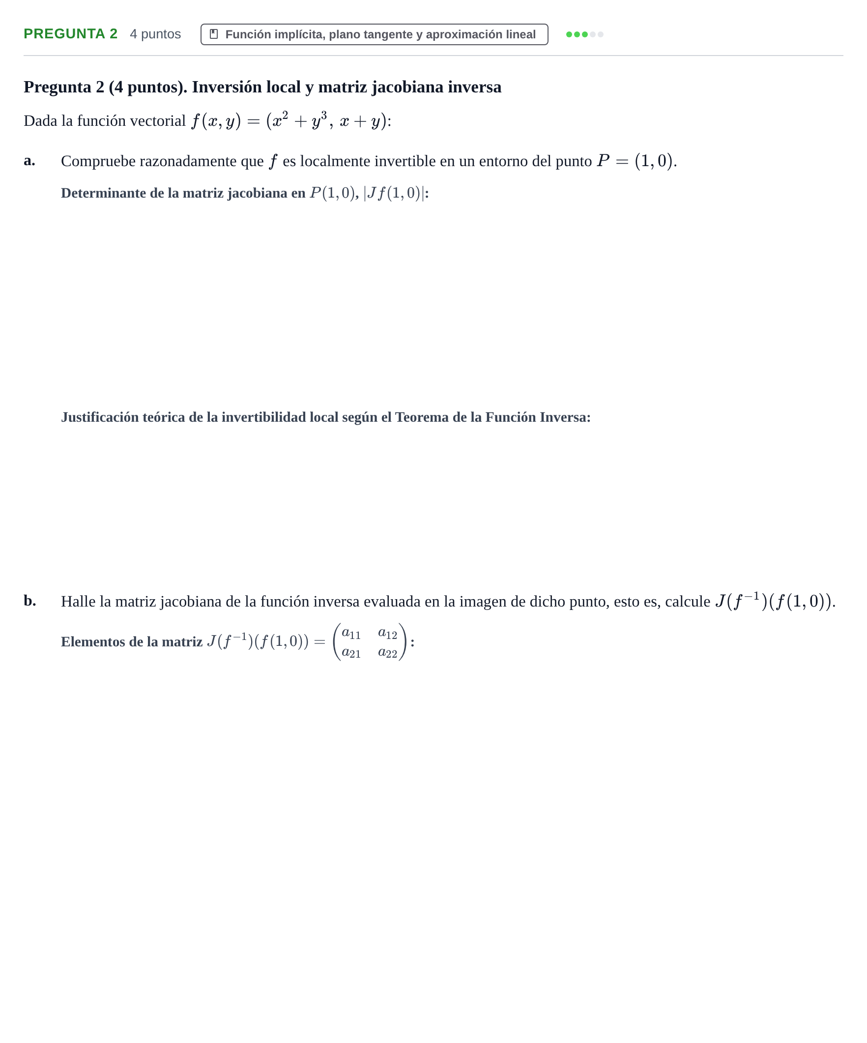 Enunciado: Pregunta 2 · Matemáticas II UAB 2013