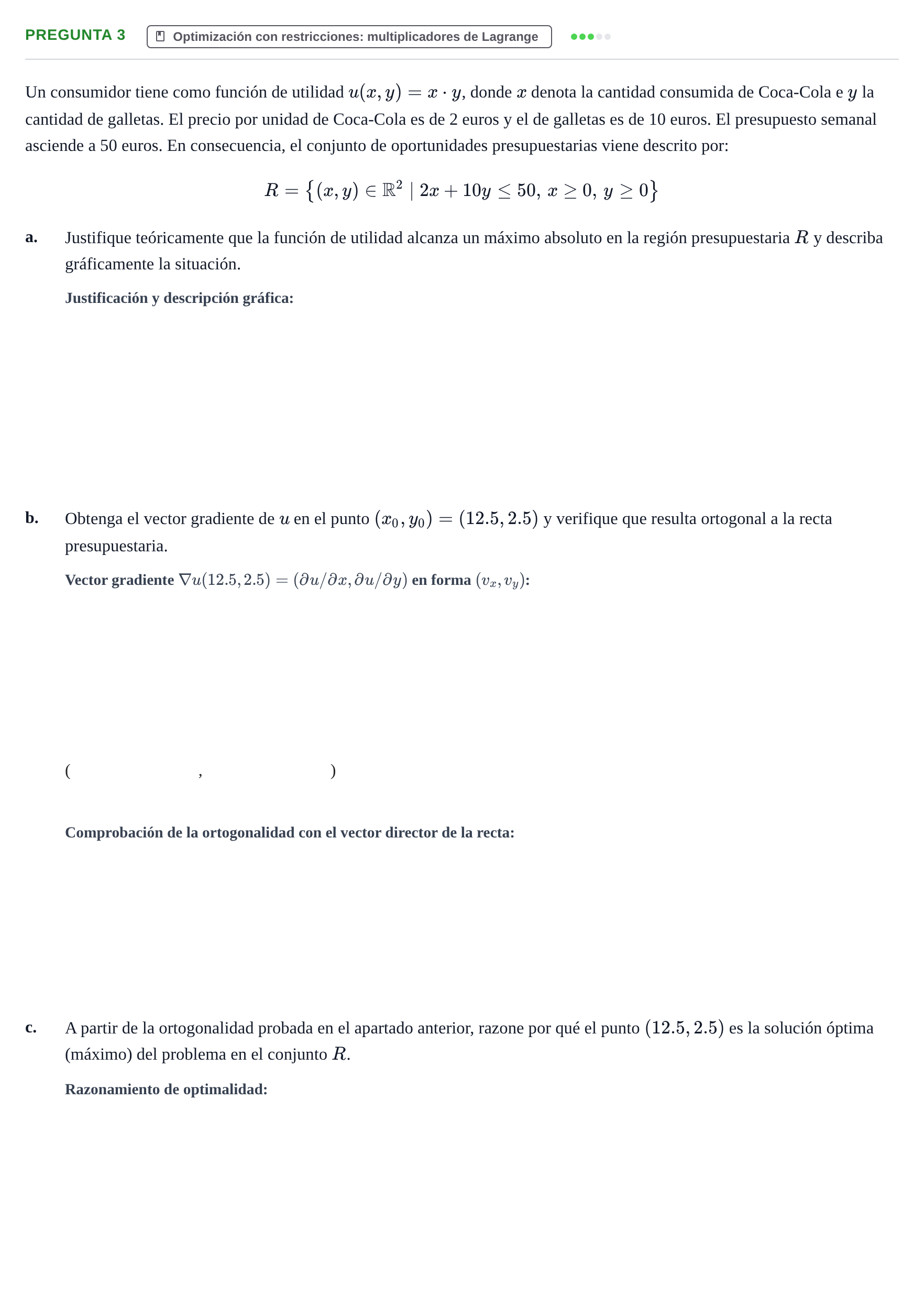 Enunciado: Pregunta 3 - Optimización con restricciones · Matemáticas II UAB 2013