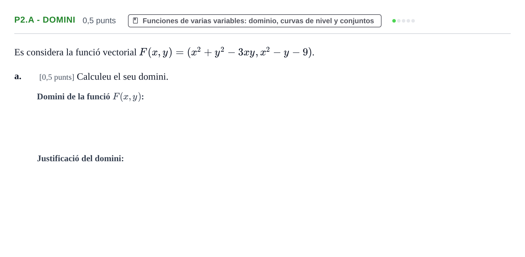Enunciado: Ejercicio P2.a - Domini · Matemáticas II UAB 2015