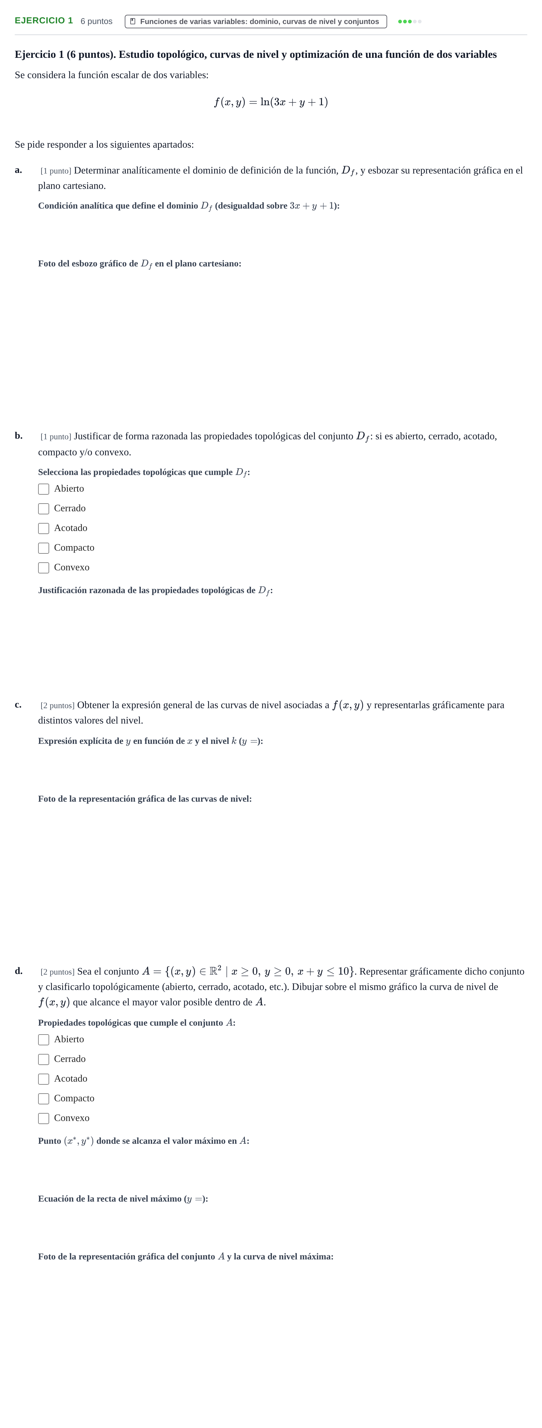 Enunciado: Ejercicio 1 · Matemáticas II UAB 2014