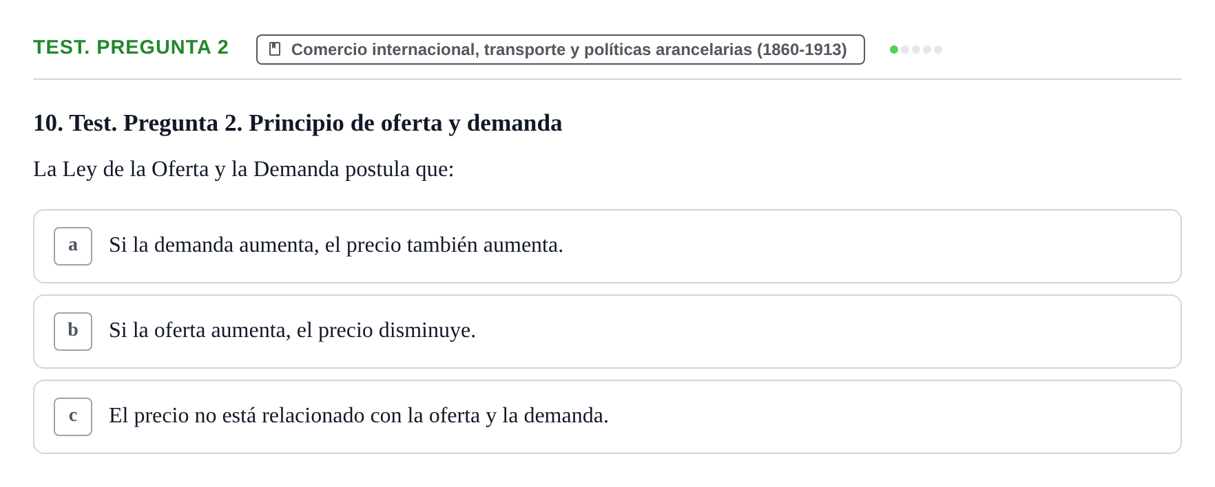 Enunciado: Ejercicio Test. Pregunta 2 · Historia Económica Mundial UAB 2008