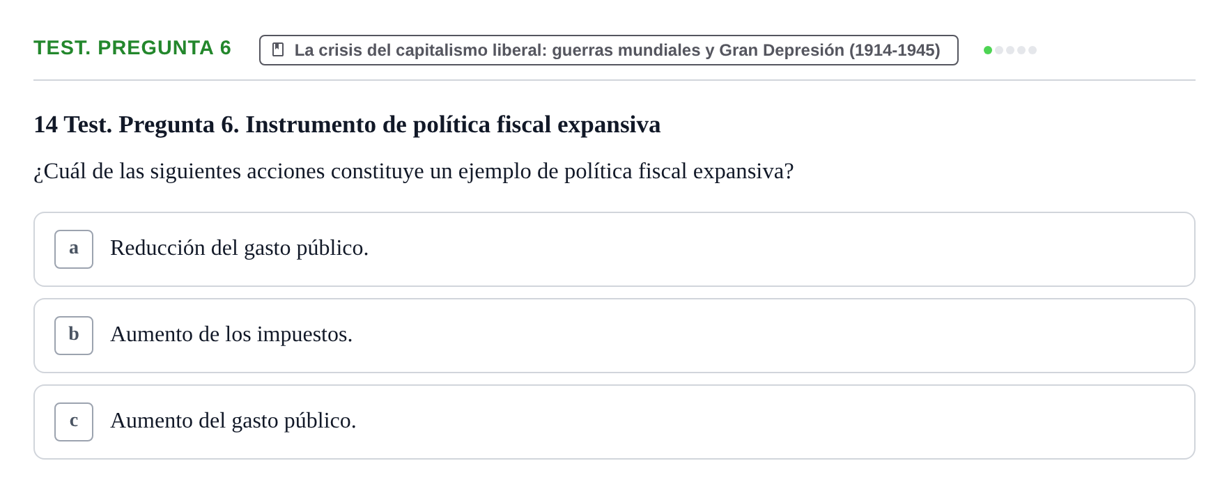 Enunciado: Ejercicio Test. Pregunta 6 · Historia Económica Mundial UAB 2008