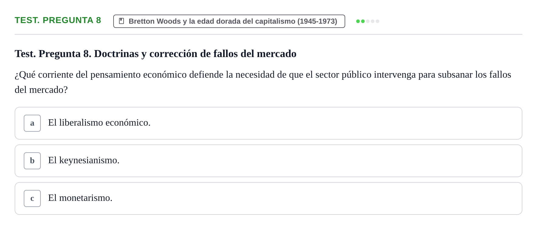 Enunciado: Ejercicio Test. Pregunta 8 · Historia Económica Mundial UAB 2008