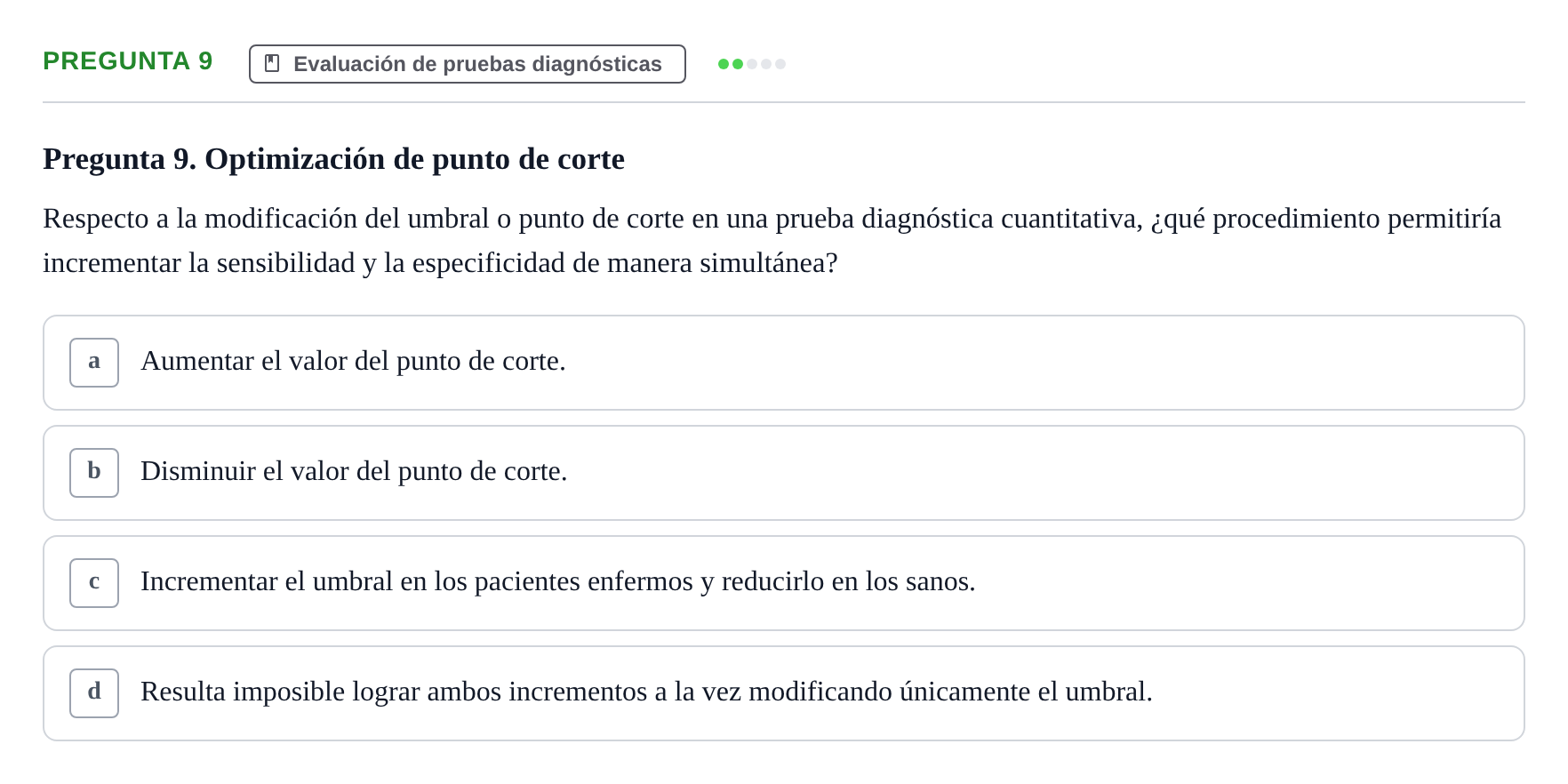 Enunciado: Pregunta 9 · Bioestadística UAB Examen Primer Parcial de Bioestadística (Teoría)