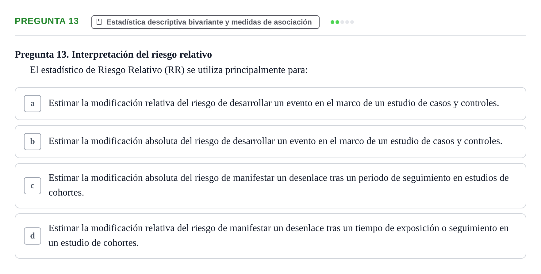 Enunciado: Pregunta 13 · Bioestadística UAB 2021