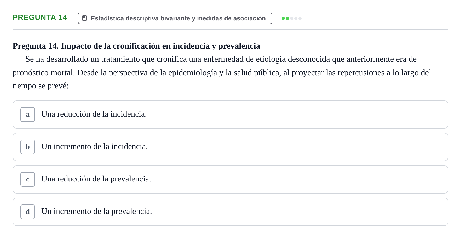 Enunciado: Pregunta 14 · Bioestadística UAB 2021