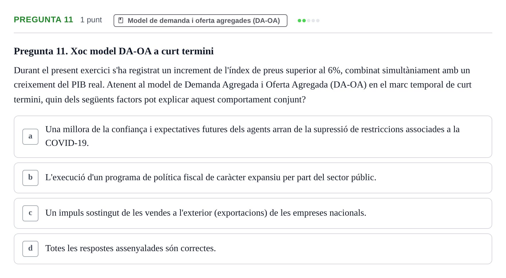 Enunciado: Pregunta 11 · Introducción a la Economía UAB 2022