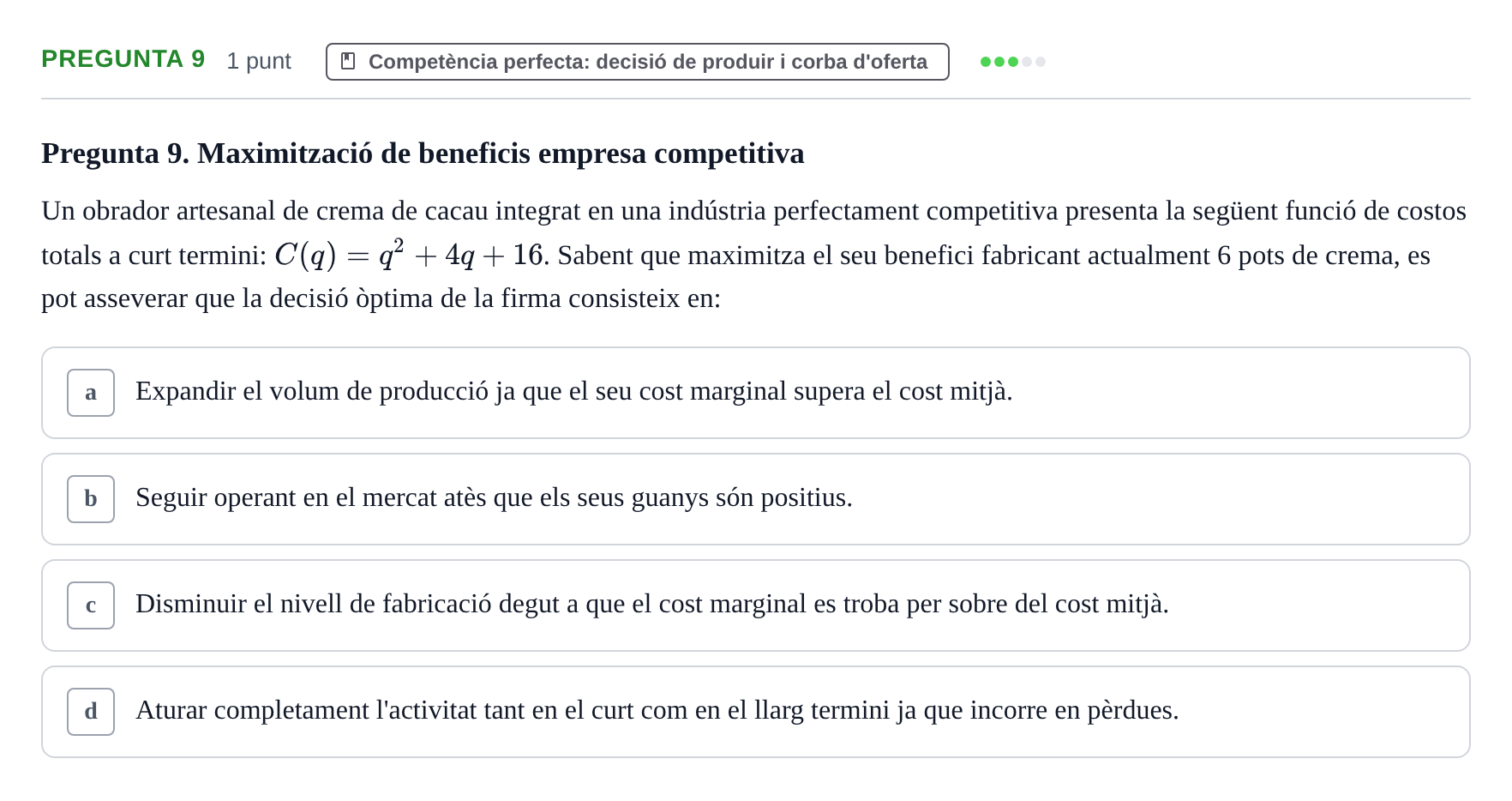 Enunciado: Pregunta 9 · Introducción a la Economía UAB 2022