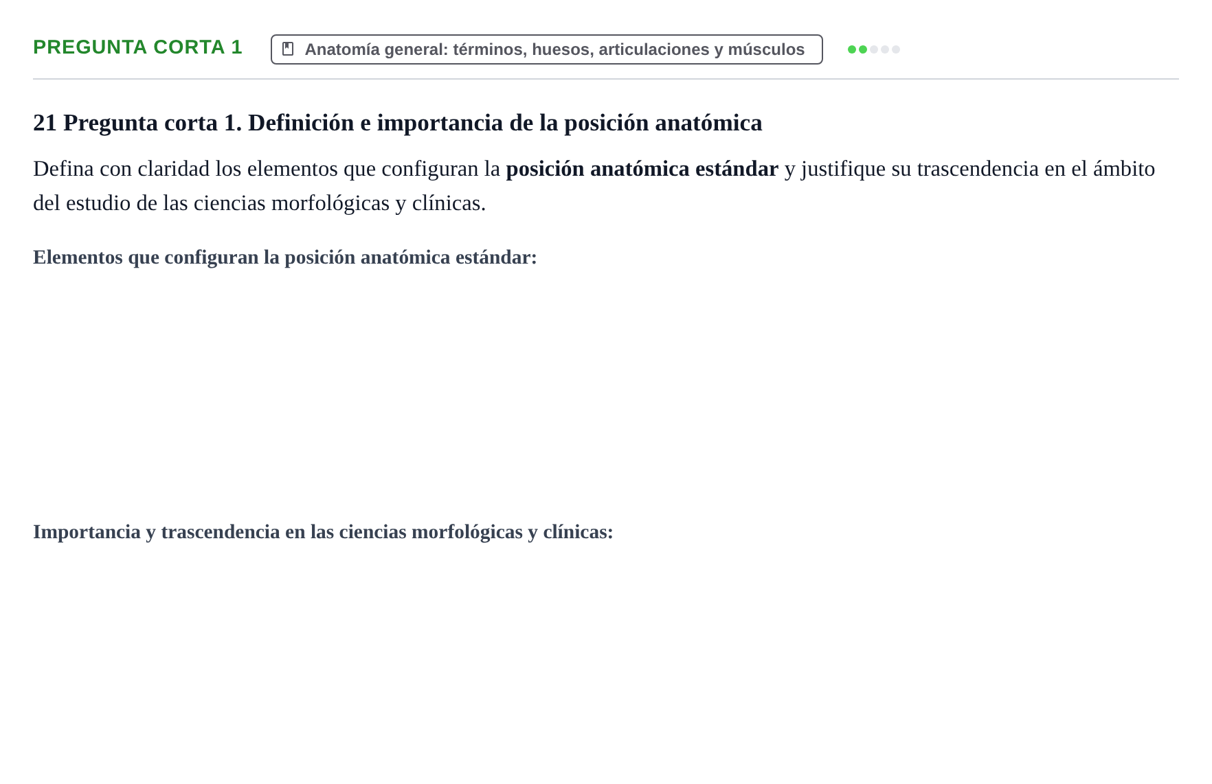Enunciado: Pregunta corta 1 · Anatomía Humana UAB Examen de Repaso Teórico: Plano y Orientación Anatómica del Cuerpo Humano