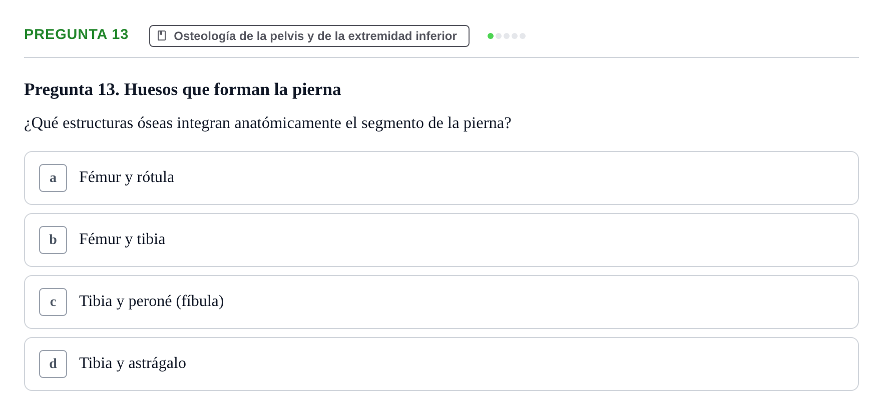 Enunciado: Pregunta 13 · Anatomía Humana UAB Examen Teórico: Sistema Esquelético y Articulaciones