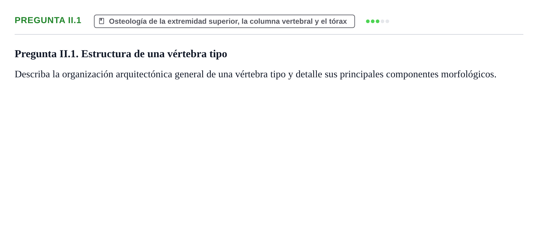 Enunciado: Pregunta II.1 · Anatomía Humana UAB Examen Teórico: Sistema Esquelético y Articulaciones