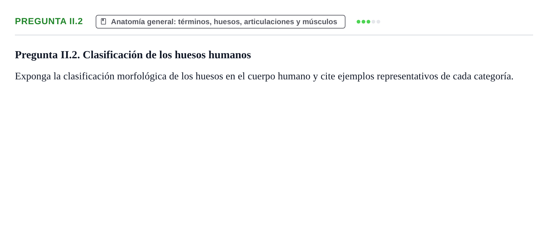 Enunciado: Pregunta II.2 · Anatomía Humana UAB Examen Teórico: Sistema Esquelético y Articulaciones