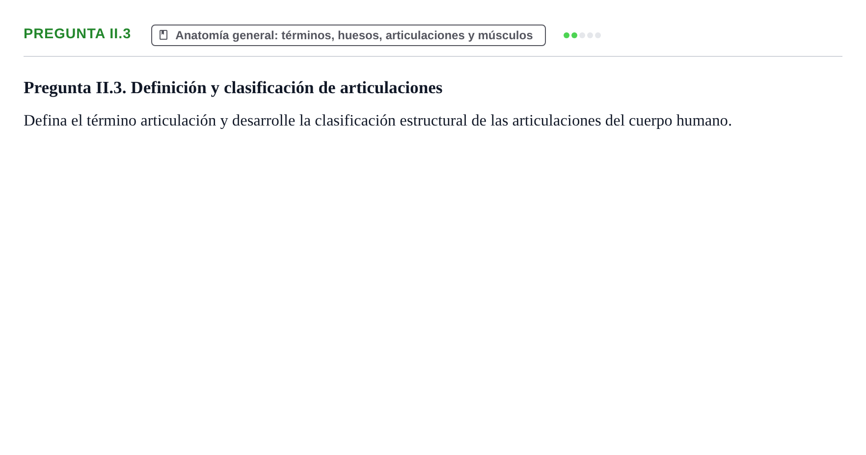 Enunciado: Pregunta II.3 · Anatomía Humana UAB Examen Teórico: Sistema Esquelético y Articulaciones