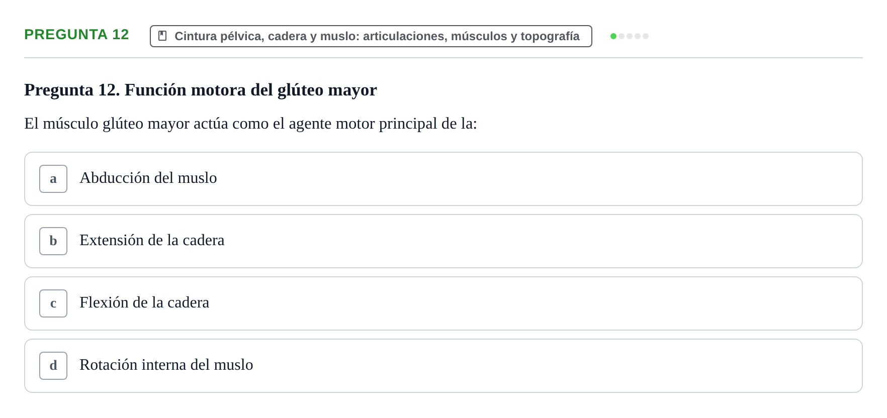 Enunciado: Pregunta 12 · Anatomía Humana UAB Examen Teórico: Sistema Muscular