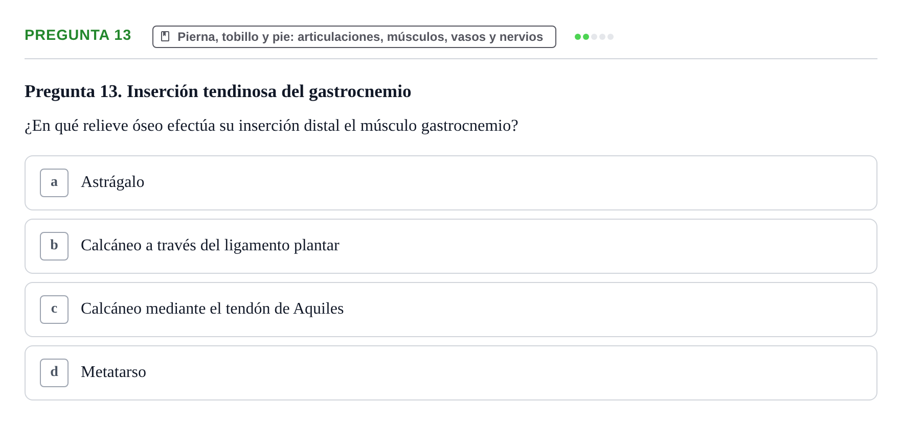 Enunciado: Pregunta 13 · Anatomía Humana UAB Examen Teórico: Sistema Muscular