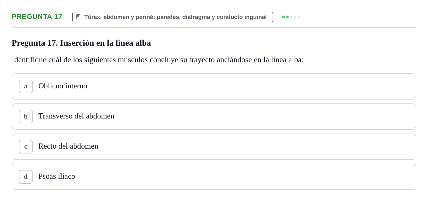 Enunciado: Pregunta 17 · Anatomía Humana UAB Examen Teórico: Sistema Muscular