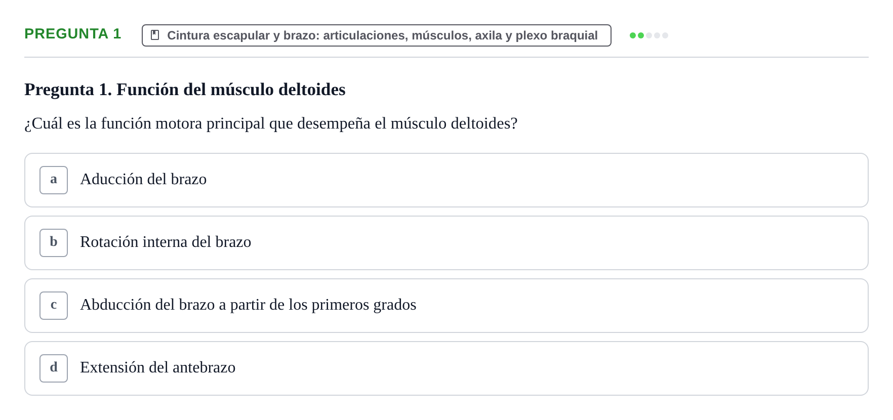 Enunciado: Pregunta 1 · Anatomía Humana UAB Examen Teórico: Sistema Muscular