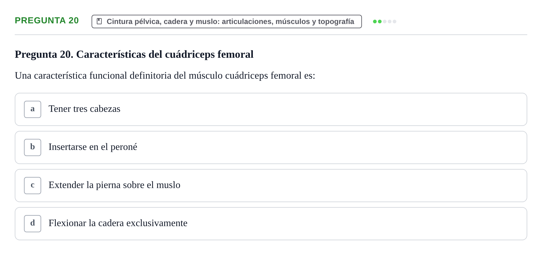 Enunciado: Pregunta 20 · Anatomía Humana UAB Examen Teórico: Sistema Muscular
