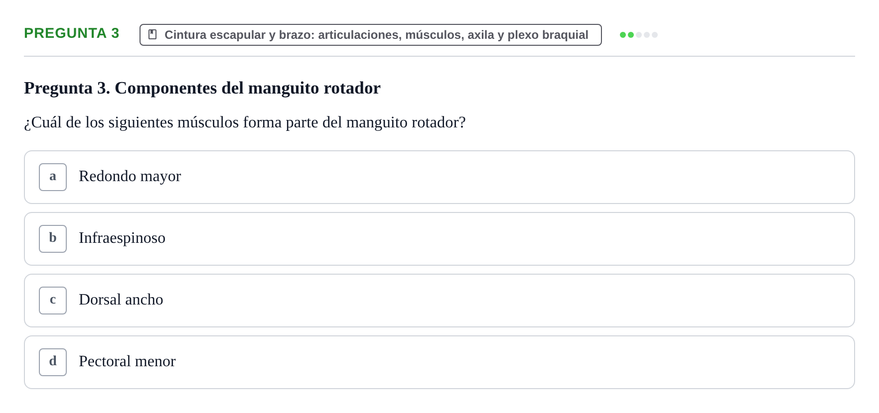 Enunciado: Pregunta 3 · Anatomía Humana UAB Examen Teórico: Sistema Muscular