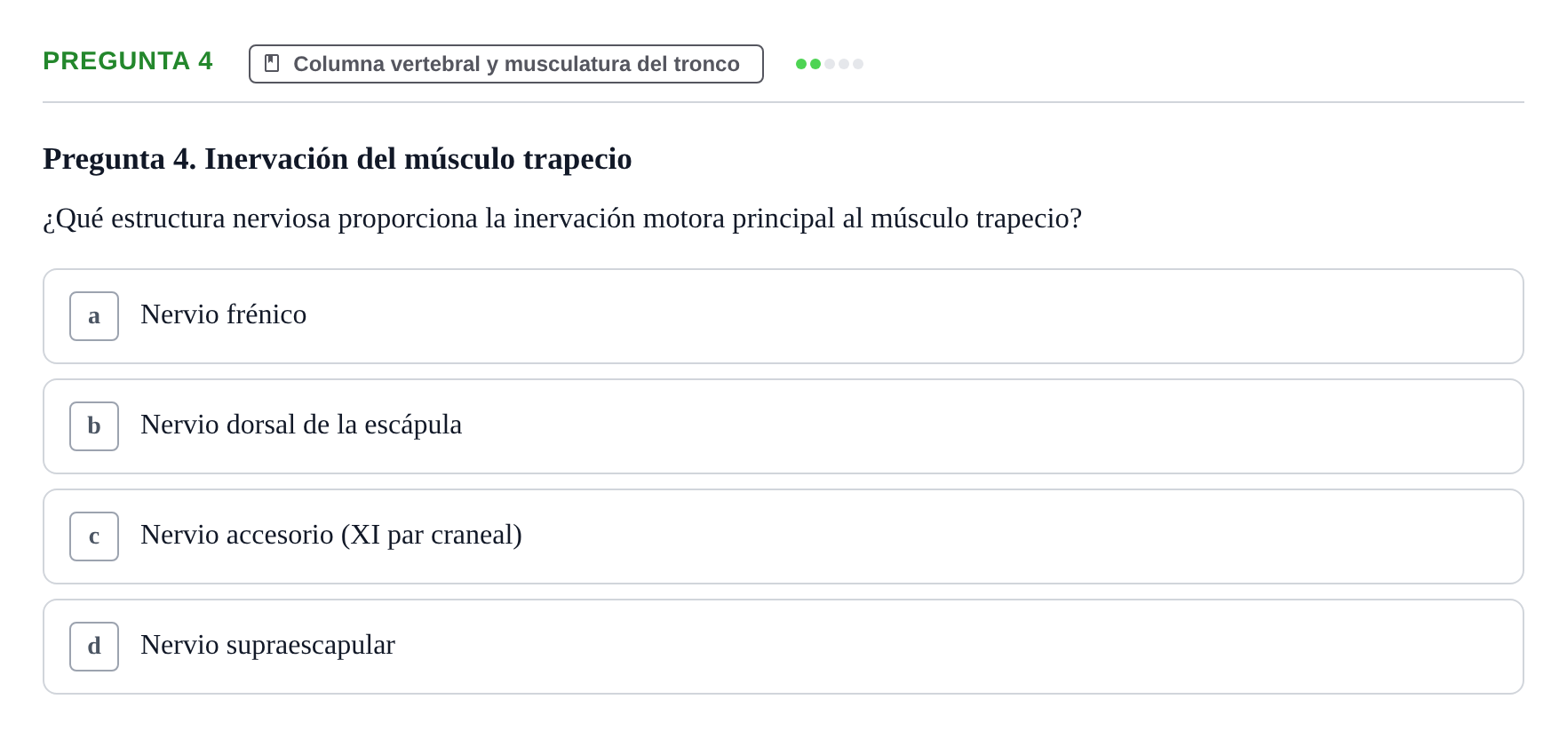 Enunciado: Pregunta 4 · Anatomía Humana UAB Examen Teórico: Sistema Muscular