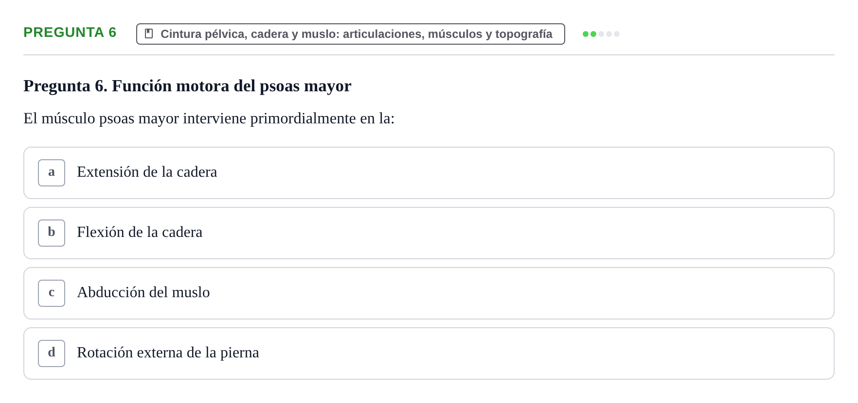 Enunciado: Pregunta 6 · Anatomía Humana UAB Examen Teórico: Sistema Muscular