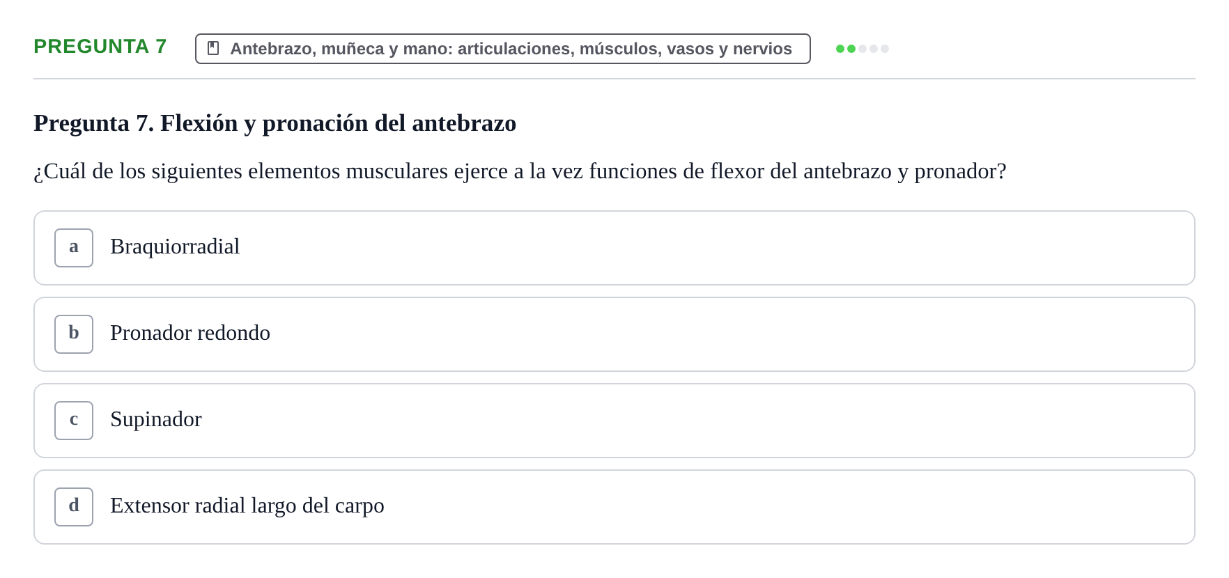 Enunciado: Pregunta 7 · Anatomía Humana UAB Examen Teórico: Sistema Muscular