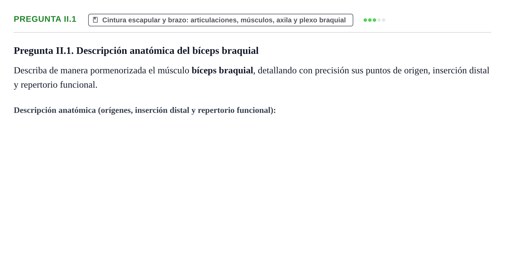 Enunciado: Pregunta II.1 · Anatomía Humana UAB Examen Teórico: Sistema Muscular